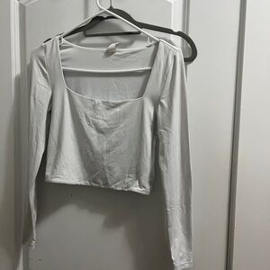 90 Degree By Reflex Square Neck White Crop Top